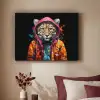 Graffiti - Luipaard - Zwart - Jas Textielframe zwart klein -sfeer1