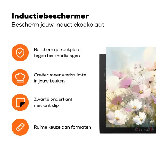 Bloemenveld - Lichte tinten - Geschilderd Inductie beschermer vinyl 3mm klein -zzzzzzz-td-ups