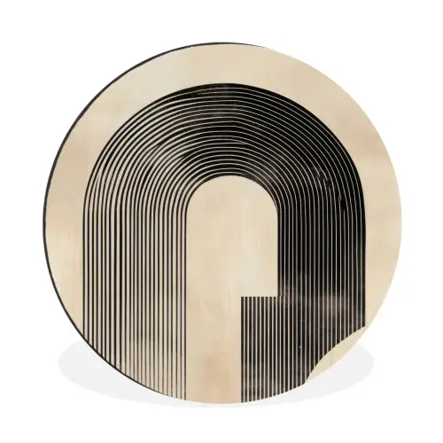 Boog -  Strepen - Minimalistisch - Zwart Wandcirkel aluminium klein -3d