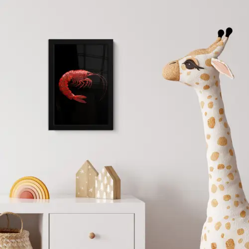 Garnaal - Rood - Dieren fotolijst zwart zonder passe partout klein -usfeer4_kinderkamer