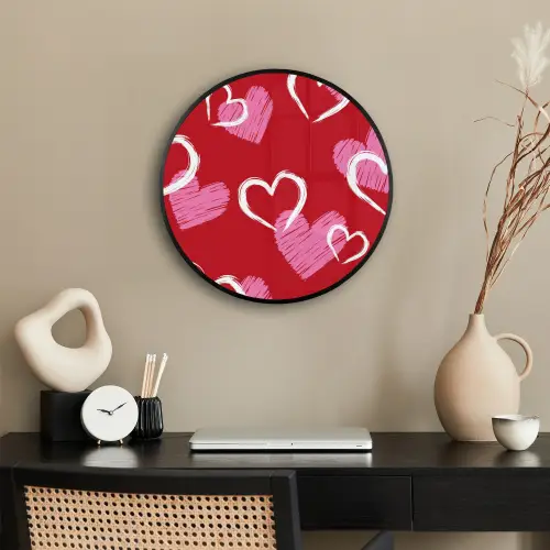 Patroon - Hartjes - Roze - Valentijn Fotolijst rond zonder passe partout klein -sfeer1