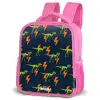 Dinos - Bliksem - Dieren - Blauw Kinderrugzak - Roze middel -schuin