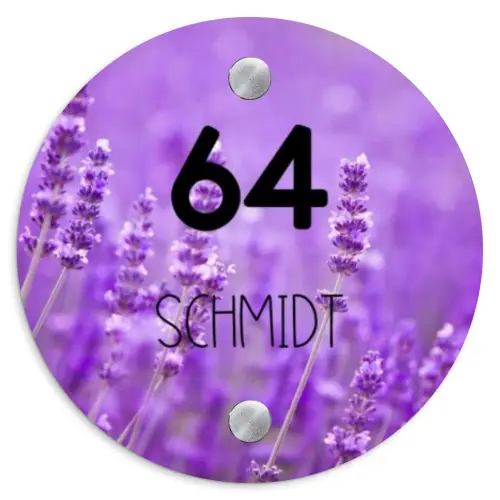 Lavendel - Modern Naambord Rond klein -3d