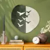 Japandi - Vogel - Groen Wandcirkel Organisch Aluminium middel -sfeer2