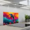 Dolfijn - Kleurrijk - Oceaan - Koraal keuken achterwand spatscherm klein -3d_schuin