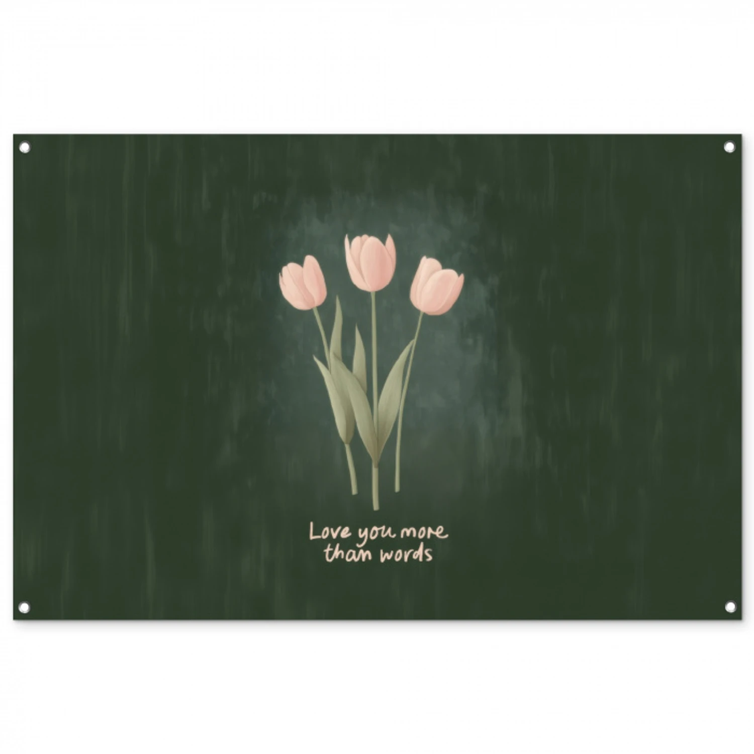 Tulpen - Roze - Tekst - Love tuinposter los doek groot -3d