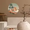 Nachtlandschap - Kamelen - Sterren - zandduinden Wandcirkel behangsticker klein -sfeer1