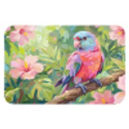 Papagaai - Hibiscusbloemen - Kleurrijk Badmat klein -3d