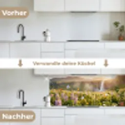 Vlinders - Waterval - Bloemenveld keuken achterwand 2 middel -voor-na_DE