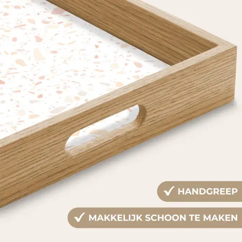 Terrazzo -  Patroon - Wit - Perzik Dienblad Rechthoek middel 911 -USP_HandgreepNL