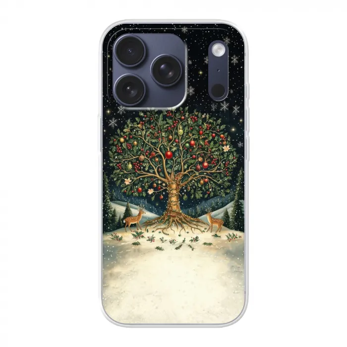 Feestboom - Winterhemel - Kleurrijk Telefoonhoesje iPhone 17 Pro klein -3d