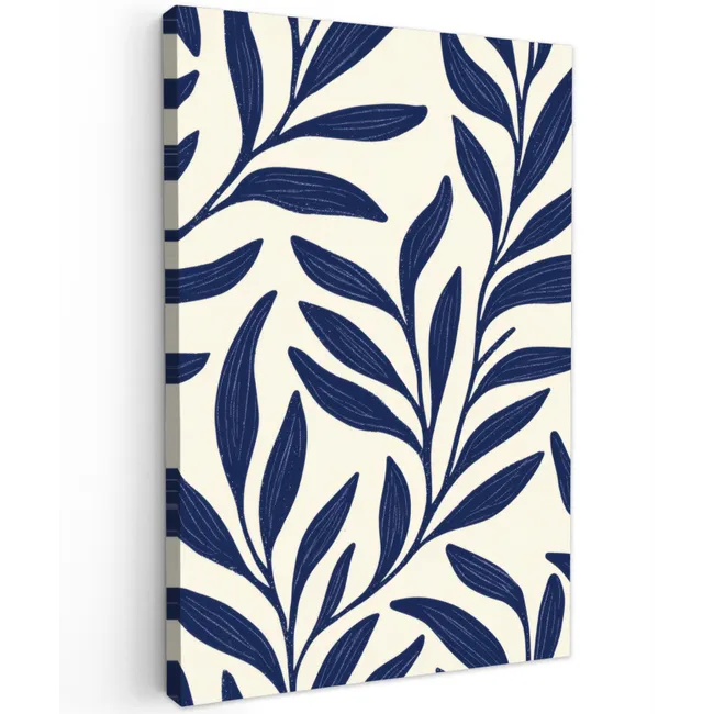 Bladeren - Klimop - Donkerblauw Tuinposter op houten frame 2 cm dik klein -3d