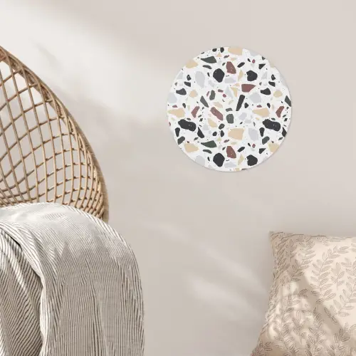 Terrazzo -  Patroon - Kleurrijk - Klei Wandcirkel behangsticker klein 186 -sfeer4