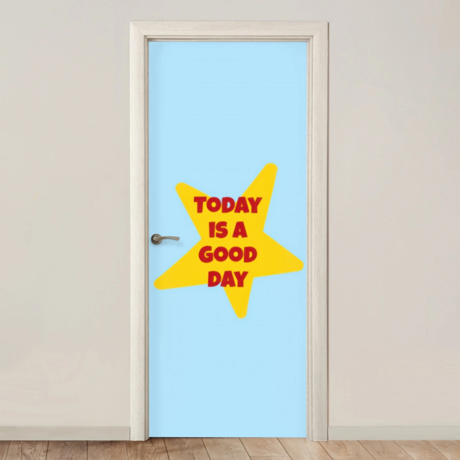 Ster - Today is a good day - Blauw deurposter klein -3d_beige
