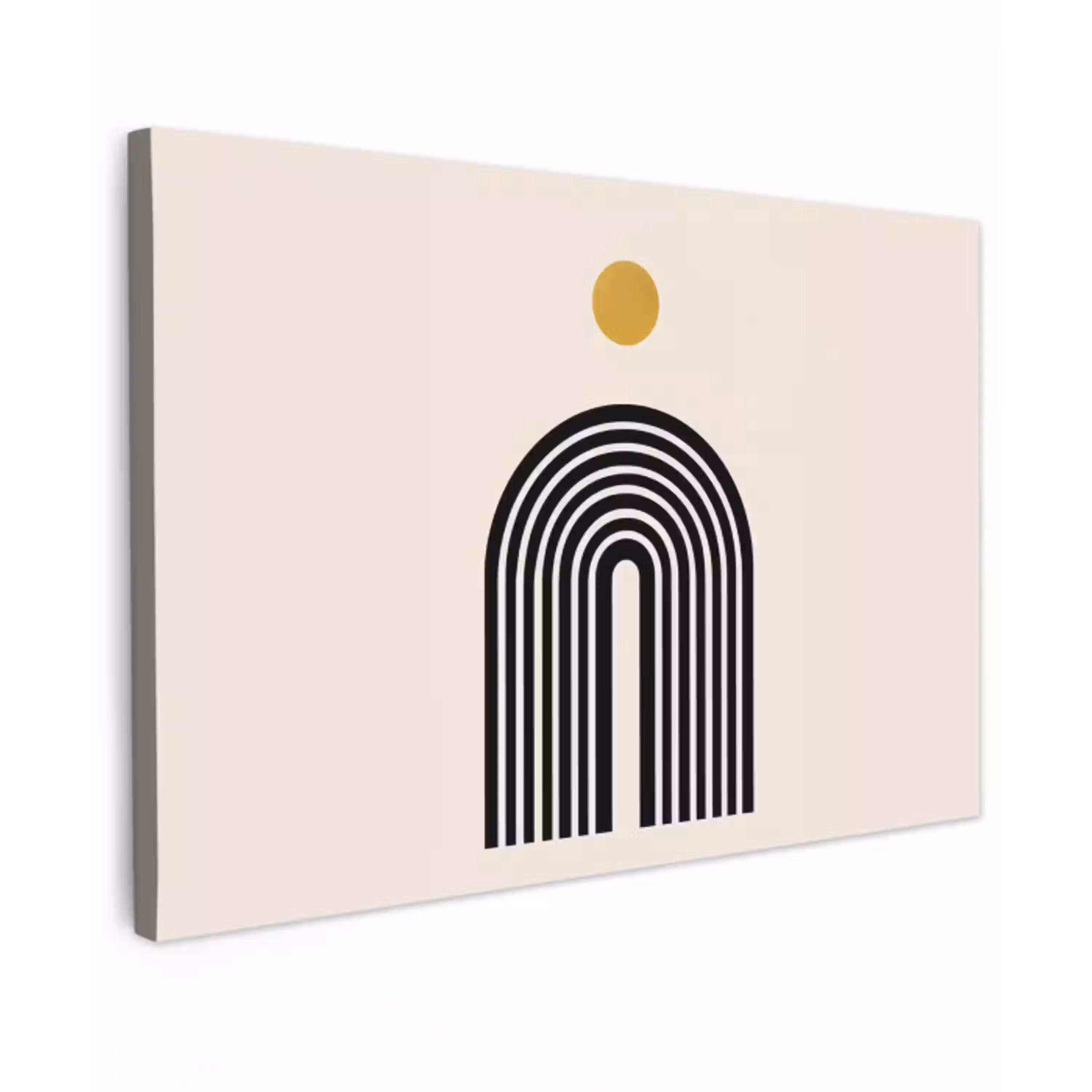 Minimalistisch - Zwarte boog - Gouden cirkel canvas 2cm klein -z3d