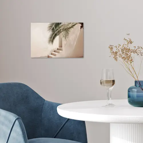 Palmboom - Schaduw - Trap - Beige poster papier klein -sfeer3