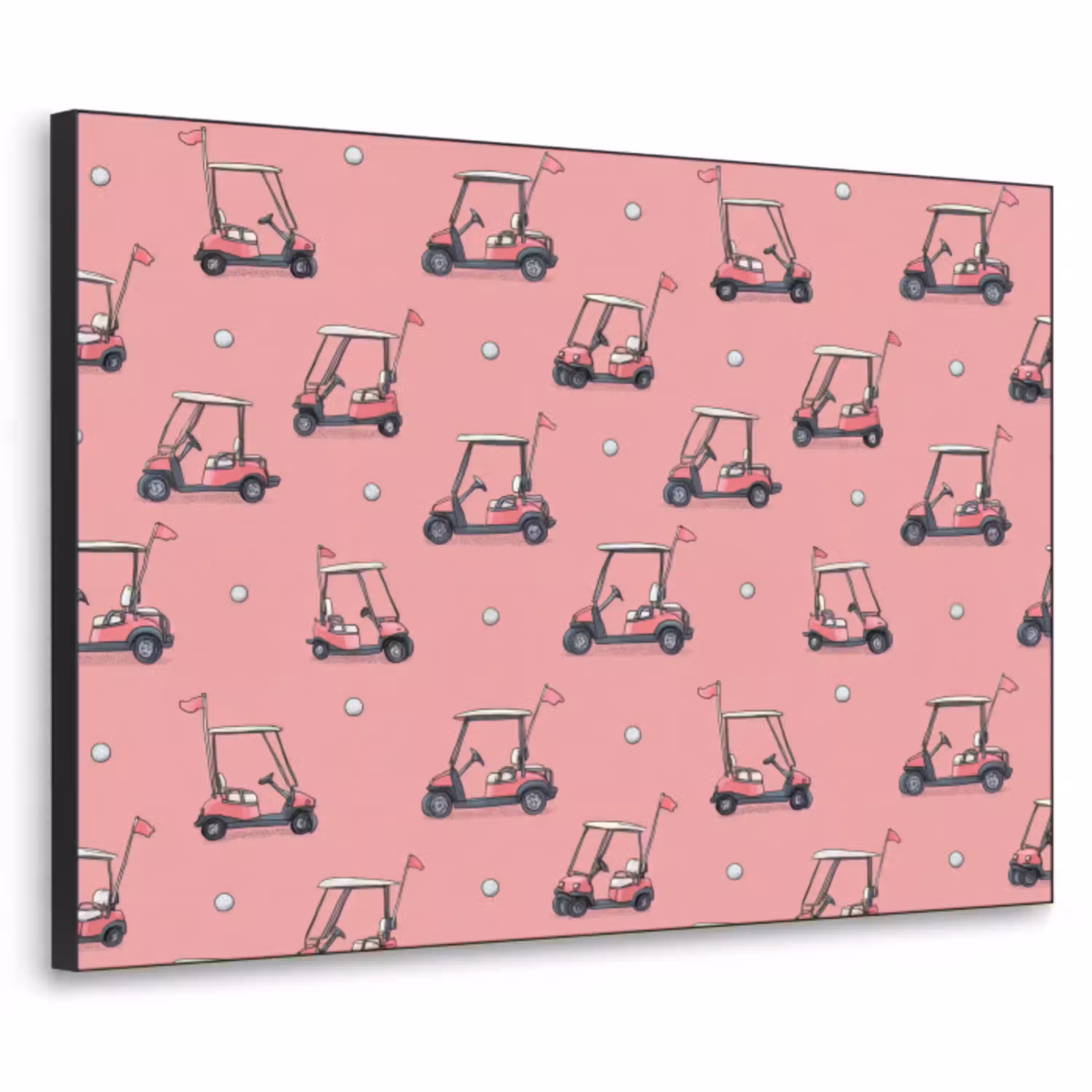 Golfkar - Retro - Roze Textielframe zwart klein 947 -3d