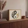Yin Yang - Bloemen - Zwart - Wit - Vintage Light Box met batterij (Wandlamp) middel -sfeer2