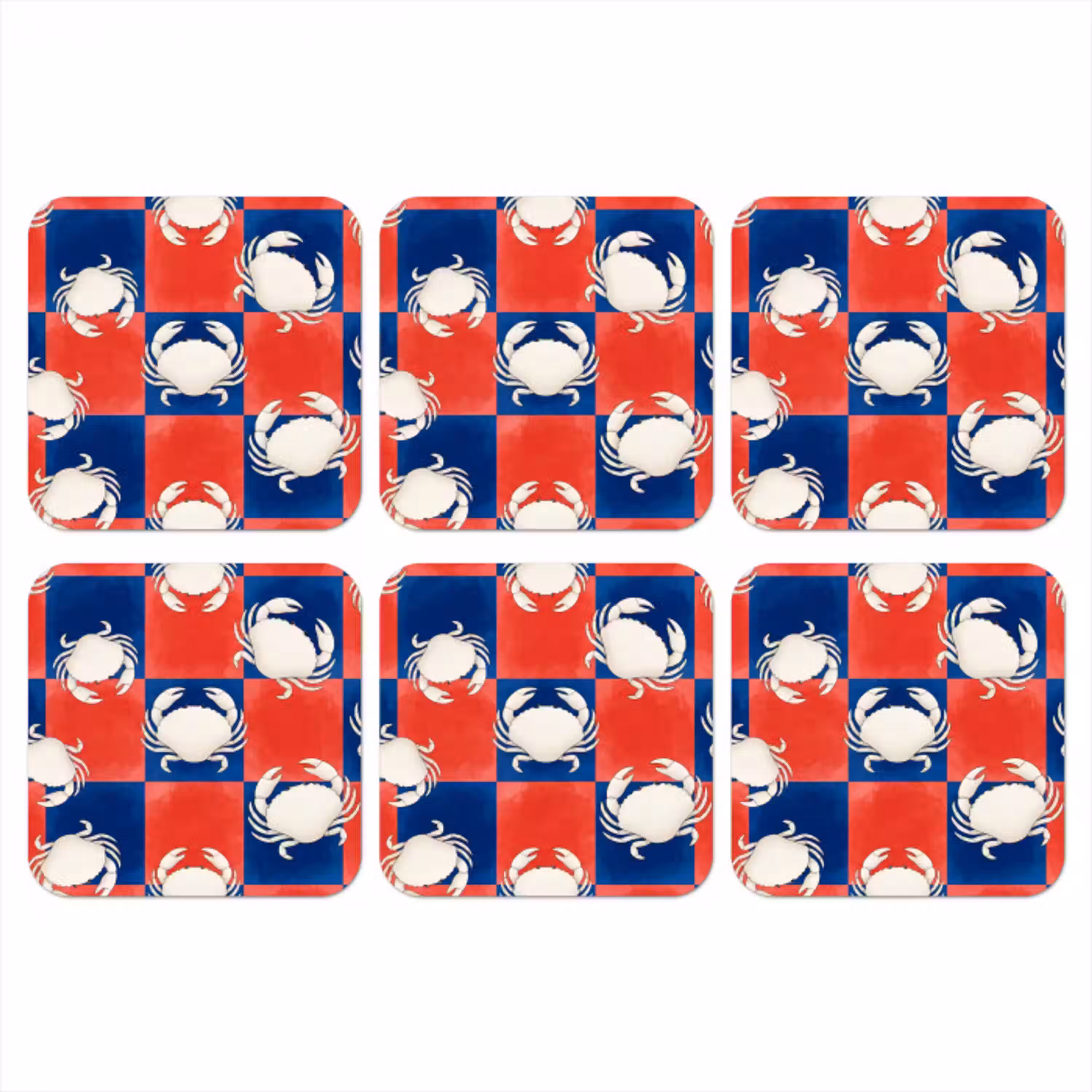 Patroon - Zeeleven - Rood - Blauw - Abstract onderzetter kurk middel -3d