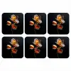 Bloem - Orchidee - Oranje onderzetter kurk middel -3d