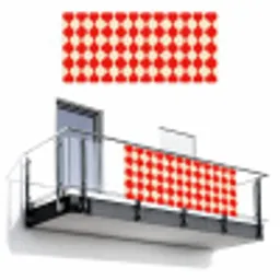 Golvend patroon - Retro - Rood - Beige Balkonbeschermer Duitsland klein 596 -3d