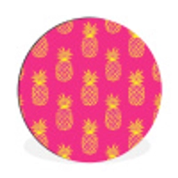 Ananas - Trendy - Roze Wandcirkel aluminium klein 190 -3d