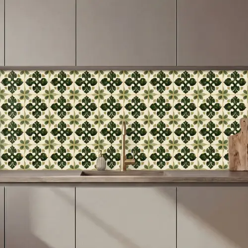 Patroon - Tegel - Groen keuken achterwand 2 middel 871 zz_3dshopping