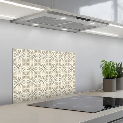Tegel - Motief - Beige keuken achterwand spatscherm klein 900 -3d_schuin