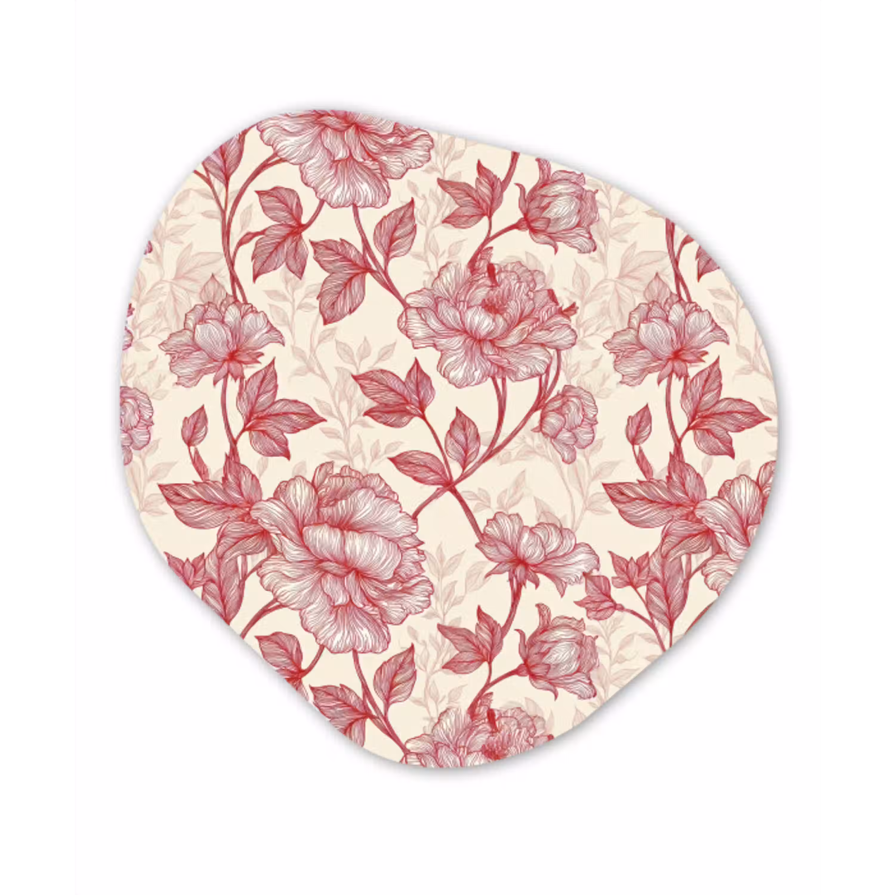 Pioenrozen - Modern -  Rood Wandcirkel Organisch Aluminium middel 851 -3d