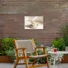 Cappuccino - Schuim - Schotel - Beige Tuinposter op houten frame 2 cm dik klein -sfeer3