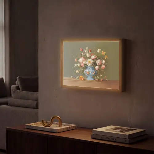 Neutral - Bloemen - Boeket - Vaas Light Box met batterij (Wandlamp) middel -sfeer1