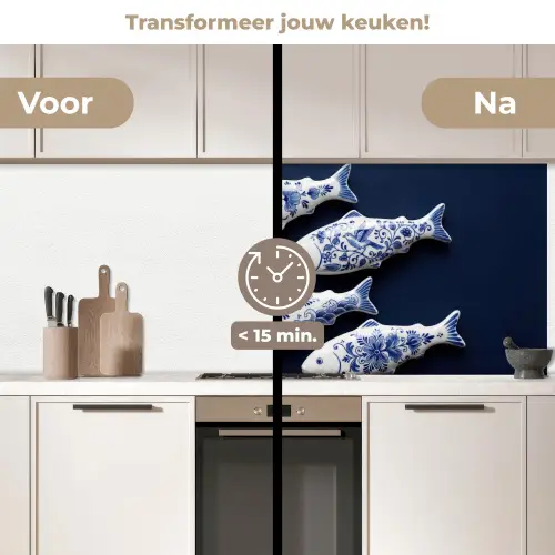 Vissen - Delfts - Blauw - Keramiek keuken achterwand 2 middel -voor-na2_NL