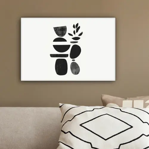 Japandi - Zwart - Abstract canvas 2cm klein -sfeer3