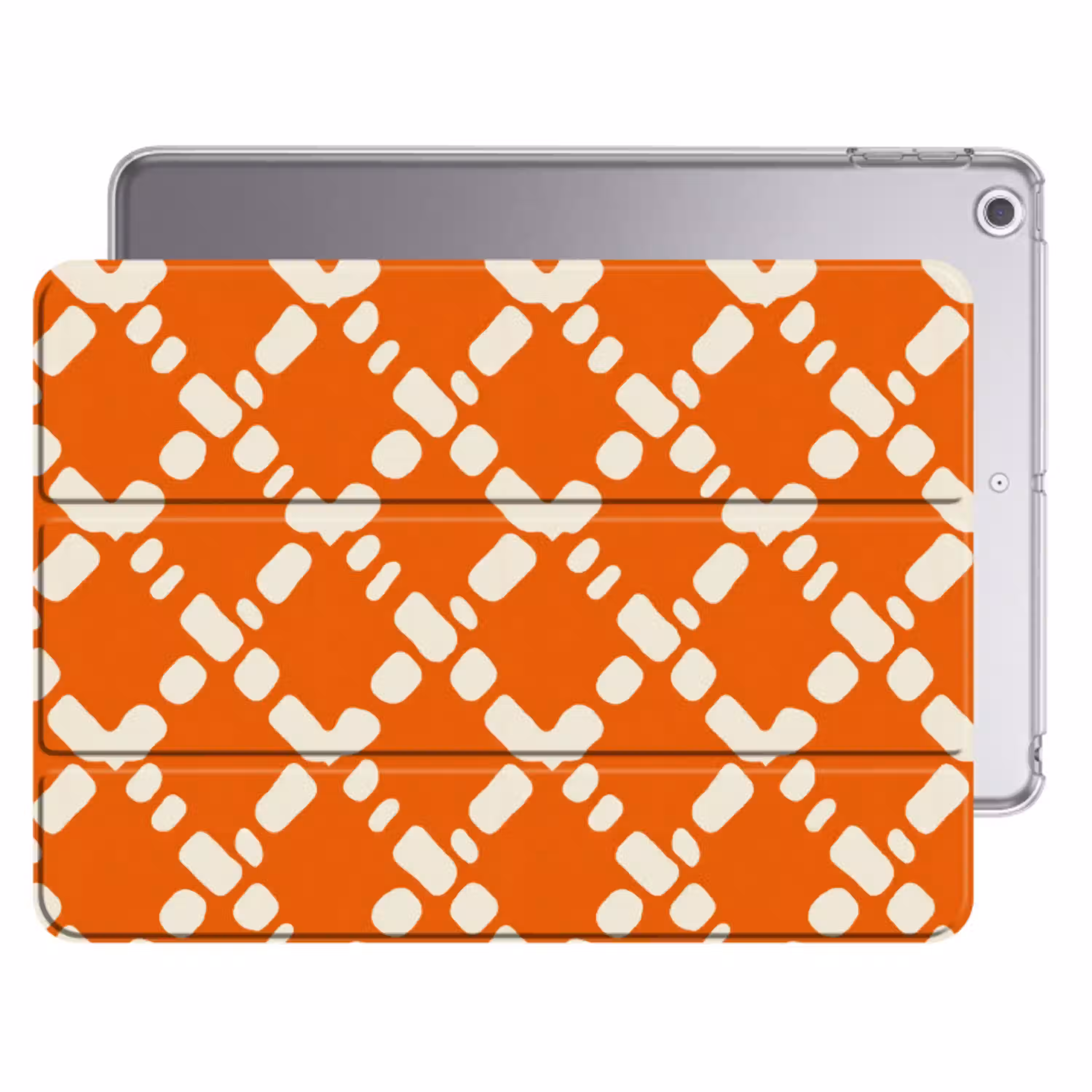 Oranje - Ruitpatroon - Wit Apple iPad 2017 middel 1172 -threedimensional_3d_global
