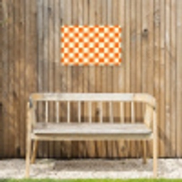 Schaak - Patroon - Oranje Tuinposter op houten frame 2 cm dik klein 845 -sfeer4