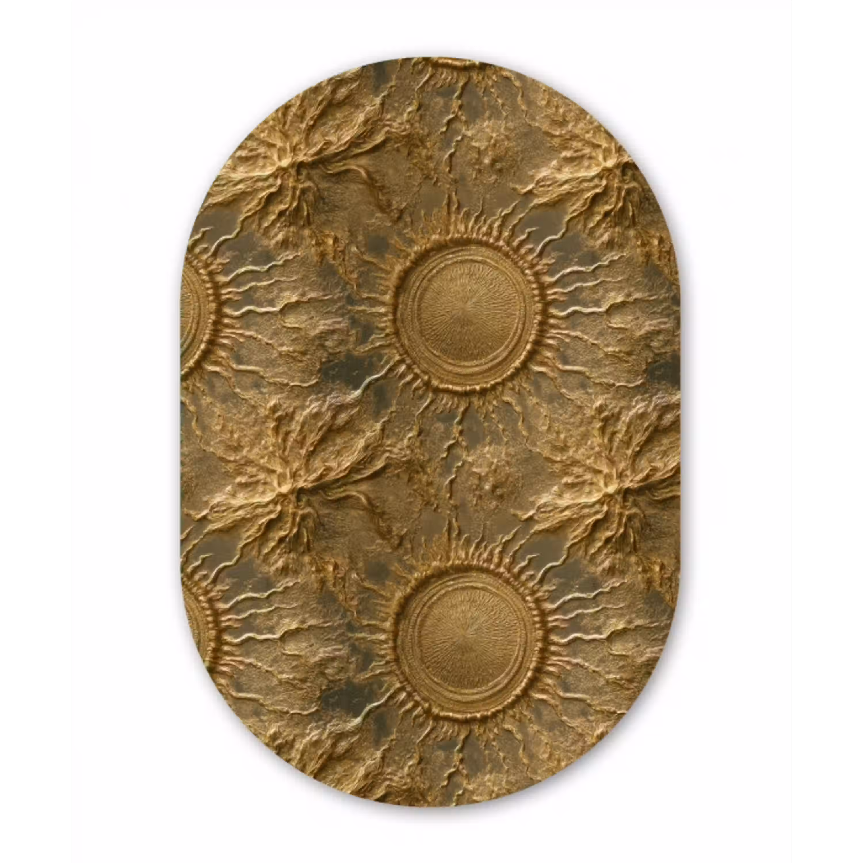 Zon - Reliëf - Antiek - Goud Wandcirkel Ovaal Forex klein 630 -3d