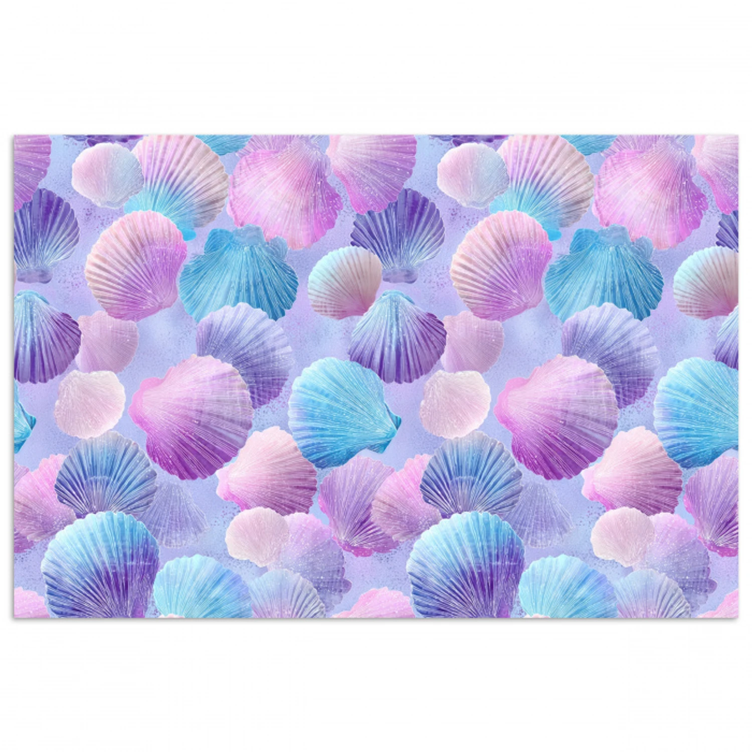 Schelpen - Paars - Blauw - Patroon poster papier klein -3d