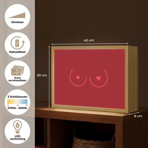 Minimalistisch - Lijnillustratie - Rood Light Box met batterij (Wandlamp) middel -USP_websiteoverzichtNL