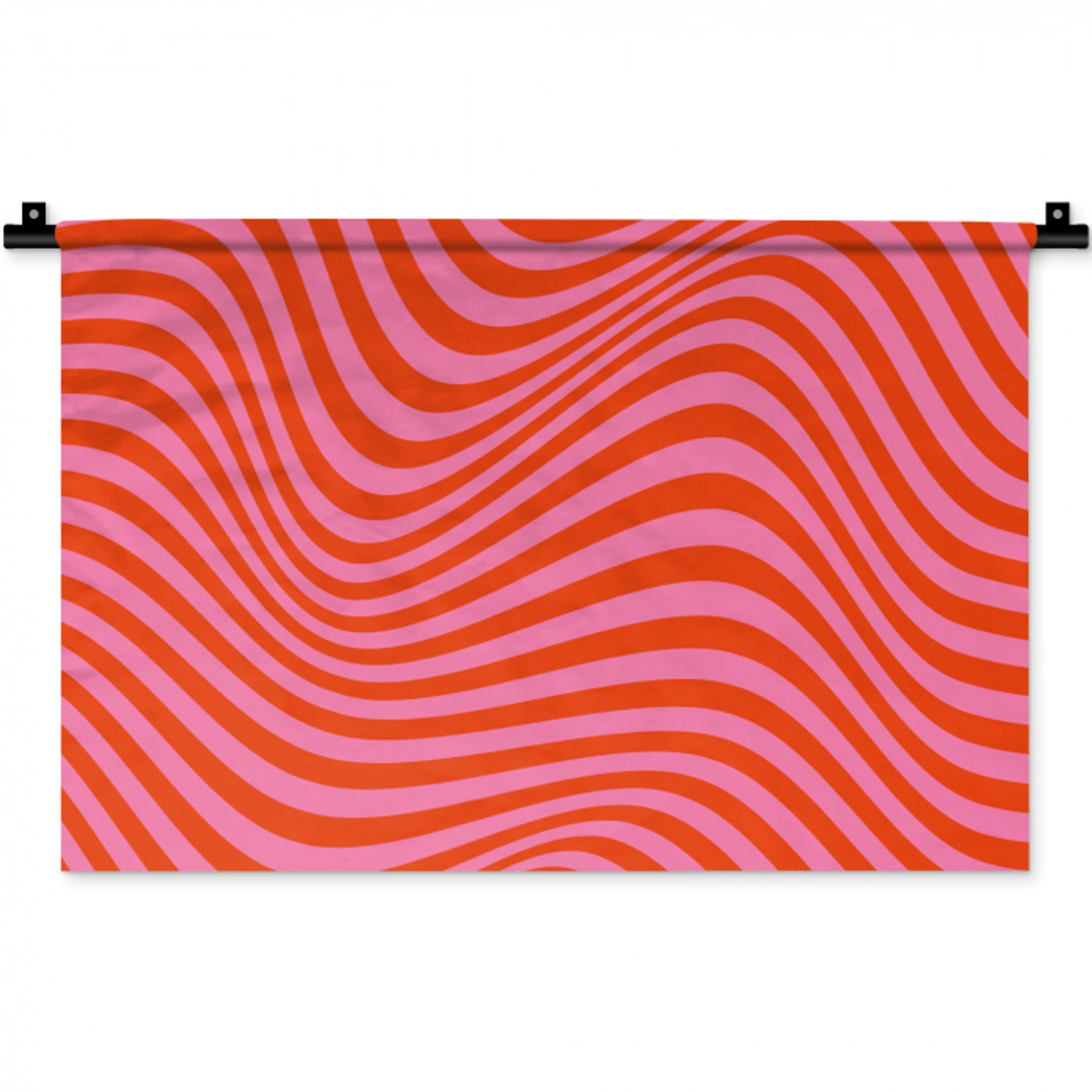 Golvend patroon - Rood - Roze - Lijnen Wandkleed katoen klein -zz3d