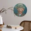 Zelfportret 1887 - Schilderij van Vincent van Gogh Wandcirkel behangsticker klein -sfeer3