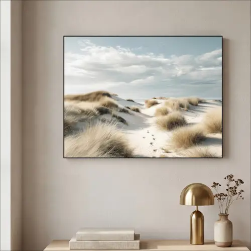 Duinen - Gras - Sporen - Wolken Textielframe zwart klein -sfeer2