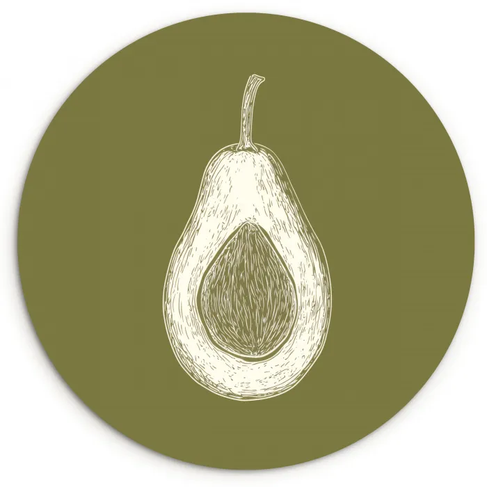 Avocado - Minimalistisch - Illustratie - Groen Wandcirkel plexiglas klein -3d