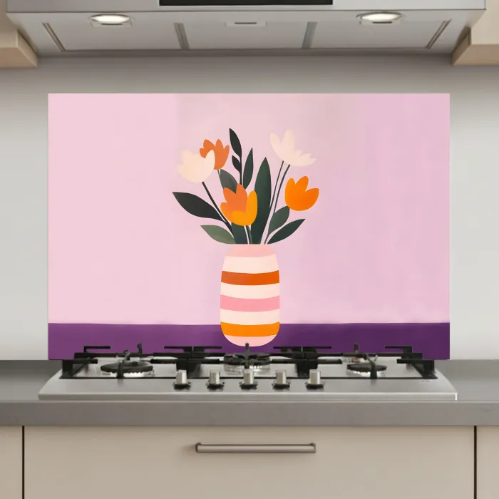Tulpen - Vaas - Strepen - Paars keuken achterwand spatscherm klein -3d_website