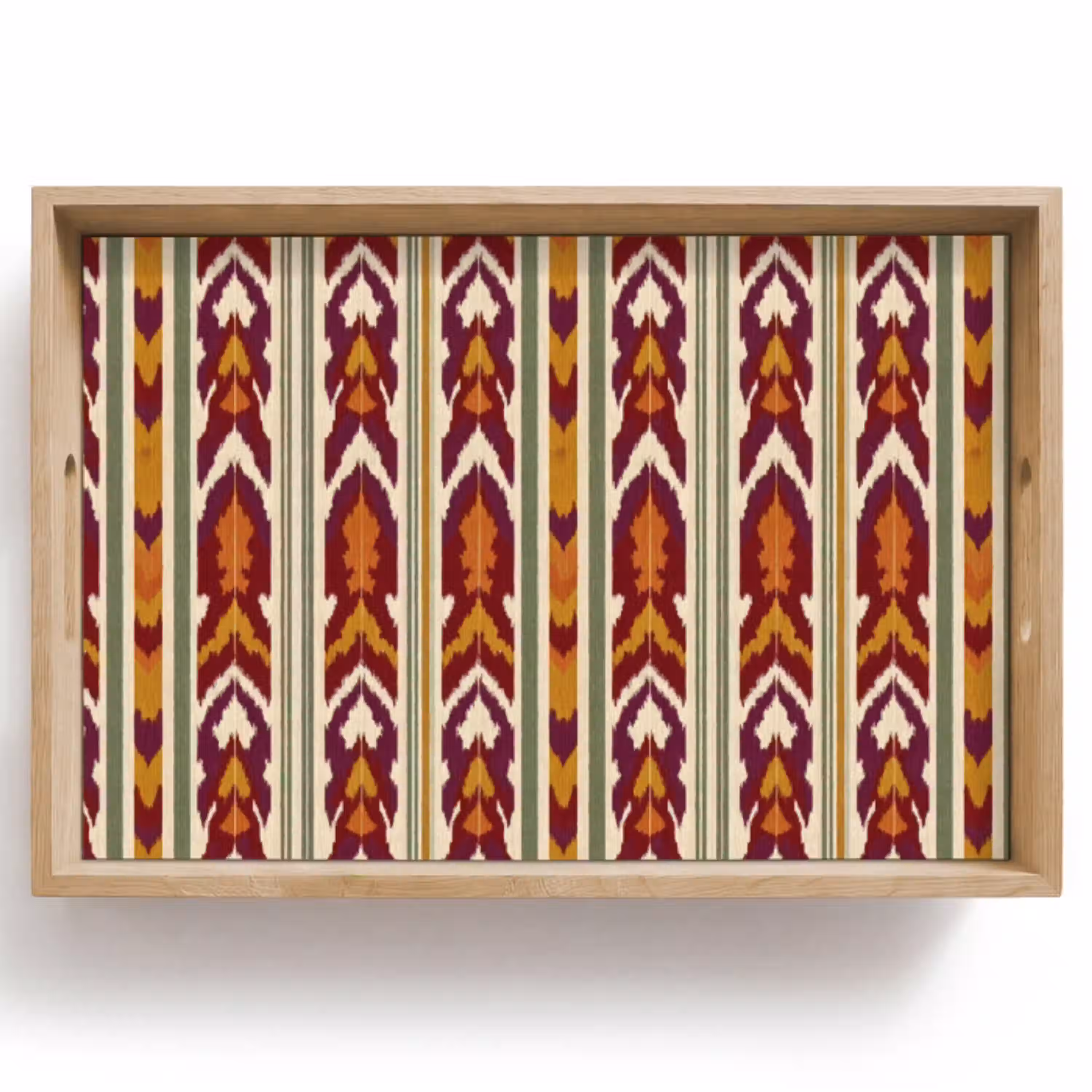 Ikat - Bordeauxrood - Etnisch - Patroon Dienblad Rechthoek middel 910 -z3d_shopping