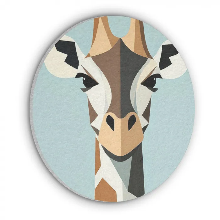 Giraffe - Illustratie - Bruin - Minimalistisch Akoestische PET Vilt - Rond klein -3d