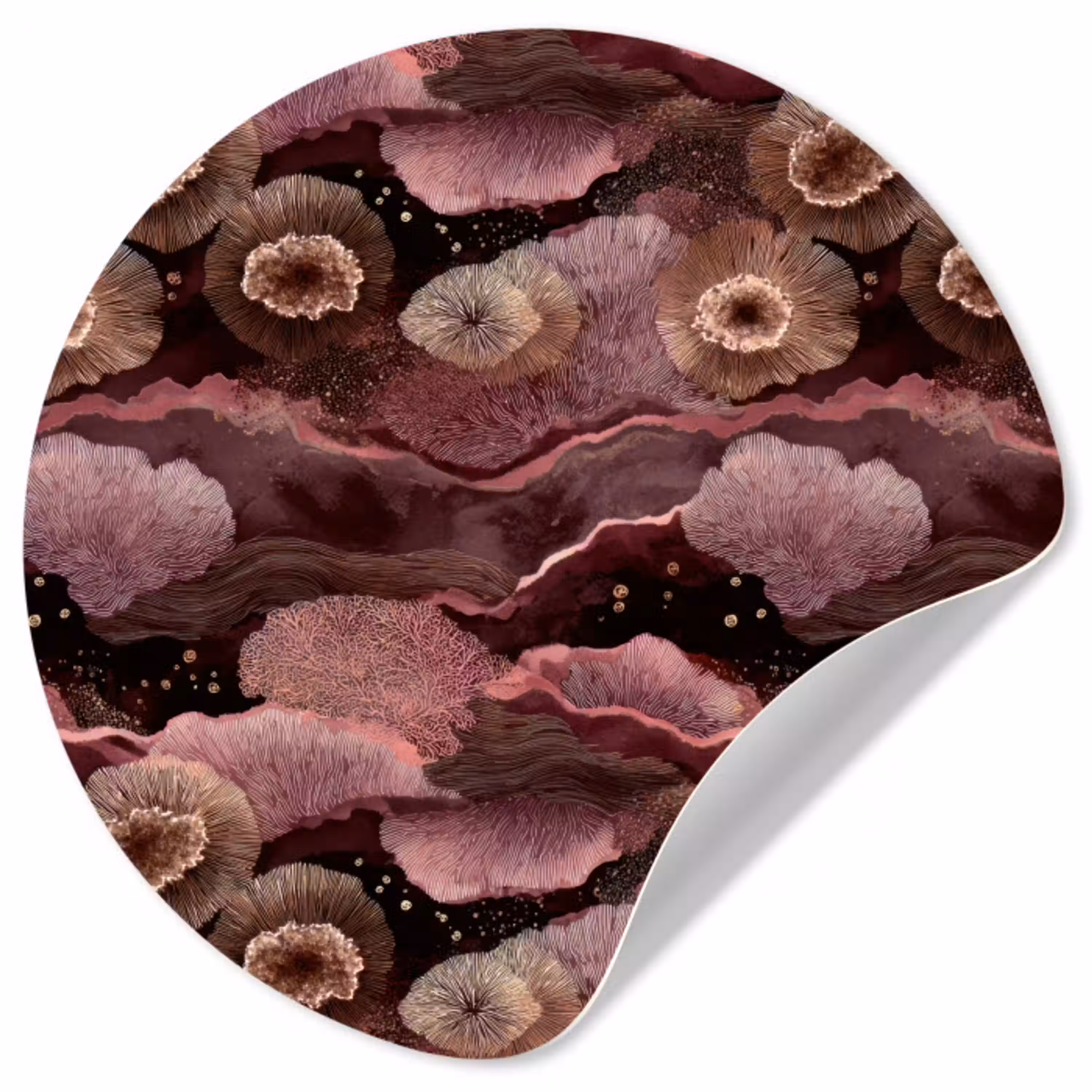 Koraal - Organisch - Roze Wandcirkel behangsticker klein 186 -3d