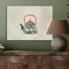 Theepot - Groen - Bloemen - Oranje PET vilt klein -sfeer2