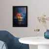 Boom - Blauw - Bladeren - Vakken fotolijst zwart zonder passe partout klein -sfeer4