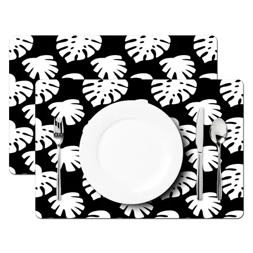 Monstera - Silhouetten - Tropisch - Wit Placemat vinyl groot 368 -zzsfeer2_Kitchenyeah-website