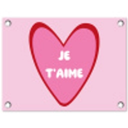 Hart - Frans - Valentijn - Roze tuinposter los doek klein -3d